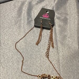 Paparazzi Gold and Brown Necklace Set